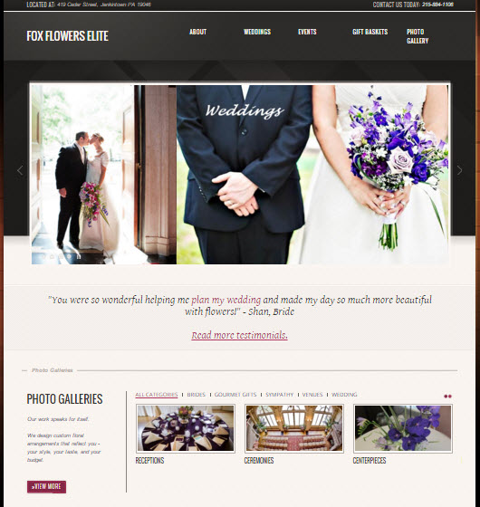 screenshot of florist website