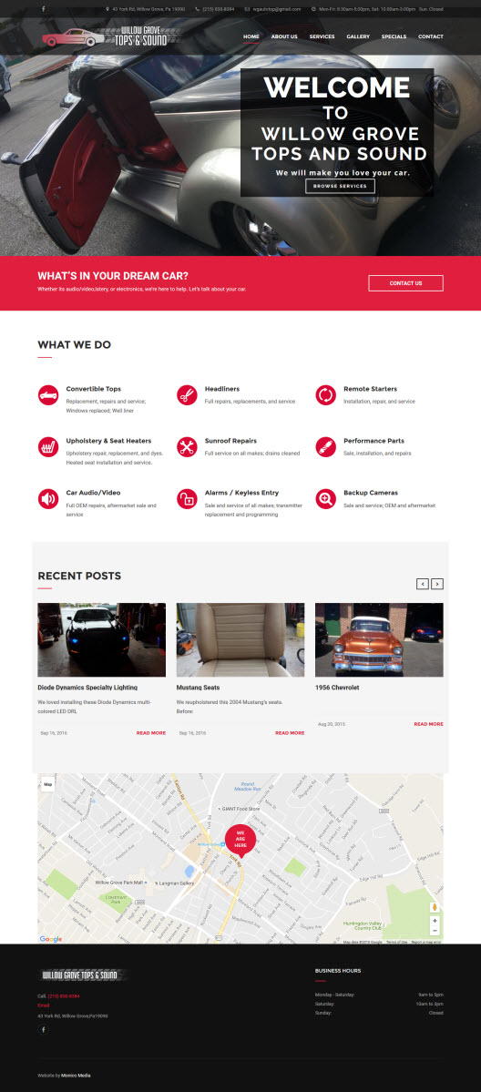 screenshot of car website
