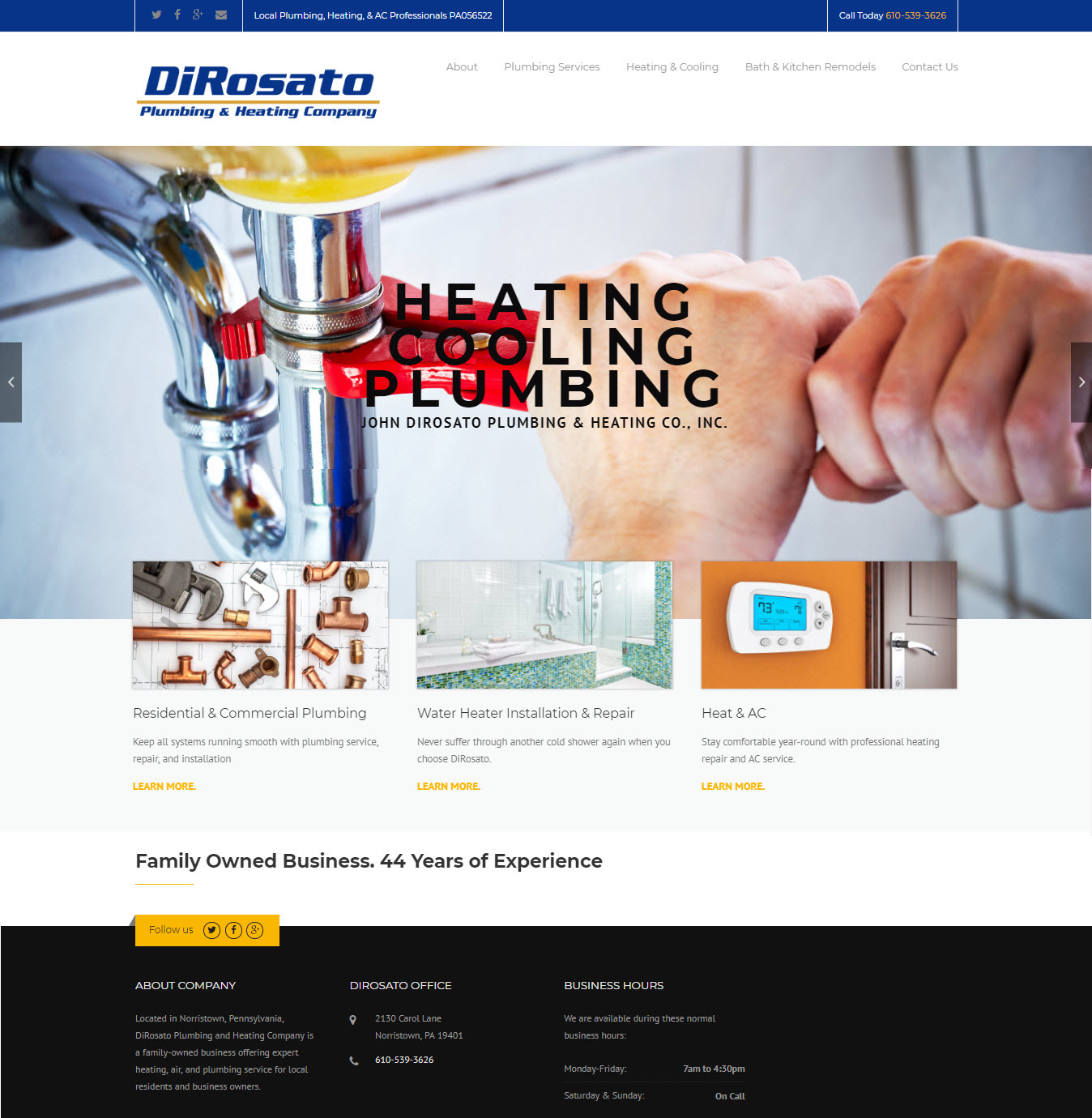 screenshot of plumber website