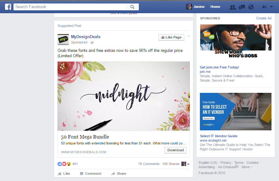facebook ad screenshot